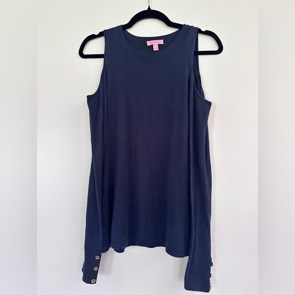 Lilly Pulitzer Blue Long Sleeve Cut Out Tank Top